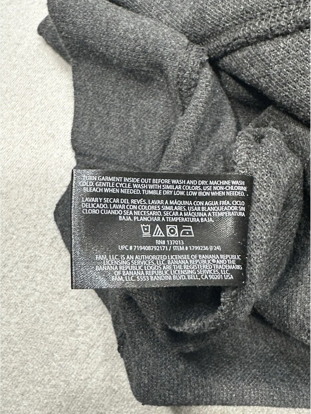 Banana Republic Men’s XL Quarter Zip Pullover Sweater Gray Cotton Blend